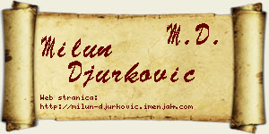 Milun Đurković vizit kartica